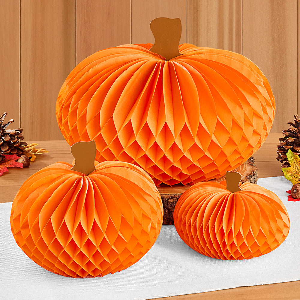 Honeycomb Paper Pumpkins, Set of 3 | Hester & Cook