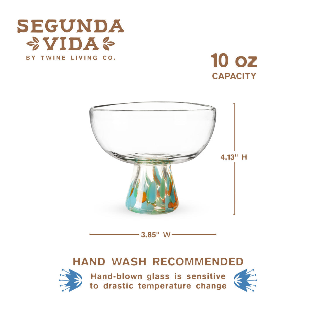 Viajar Wide Stemmed Recycled Margarita Glasses, Set of 2