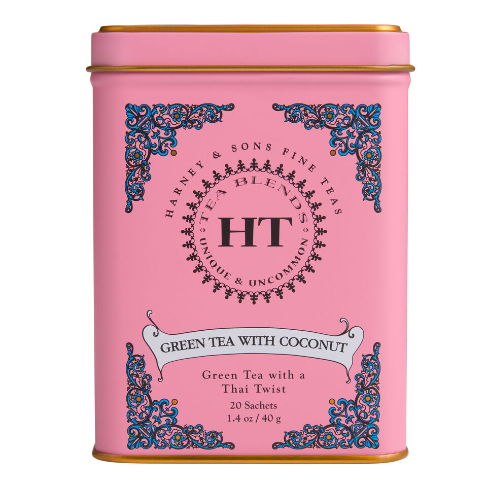 Green Tea with Coconut, Tin of 20 Tea Sachets