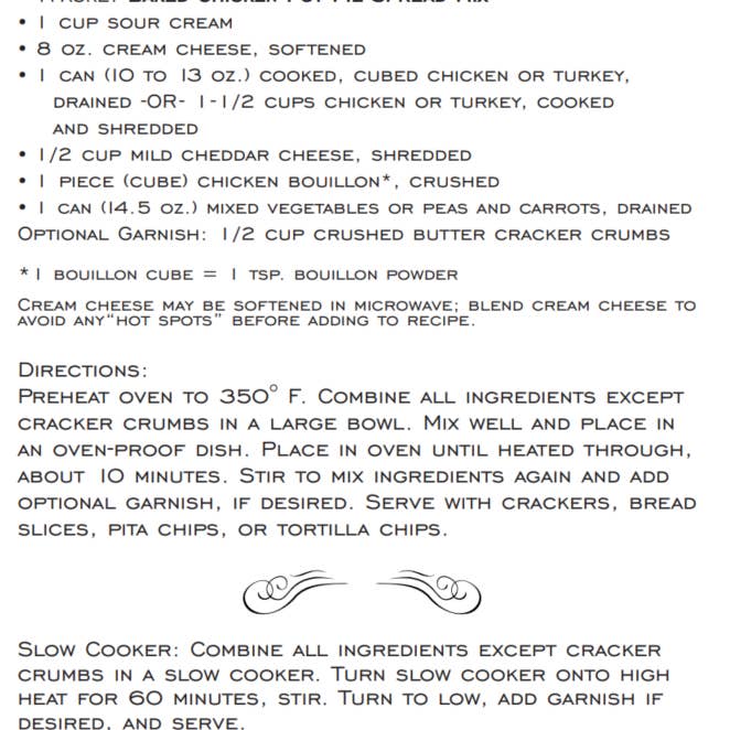 Baked Chicken Pot Pie Spread Mix | Country Home Creations