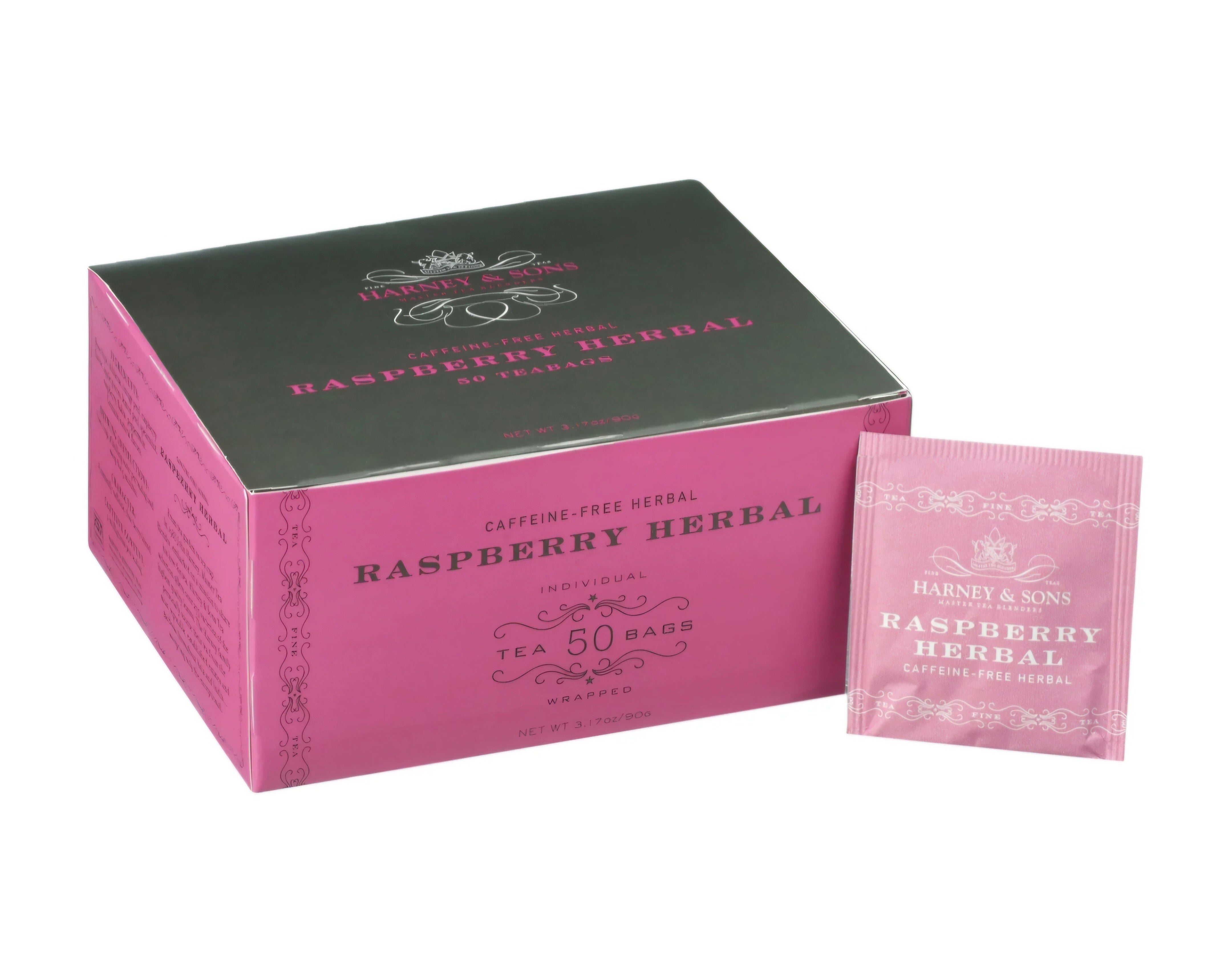 Raspberry Herbal, Box of 50 Foil Wrapped Teabags - Caffeine-free