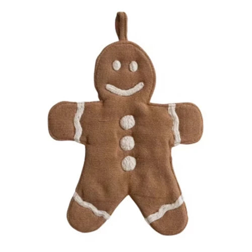Woven Cotton Gingerbread Cookie Shaped Pot Holder