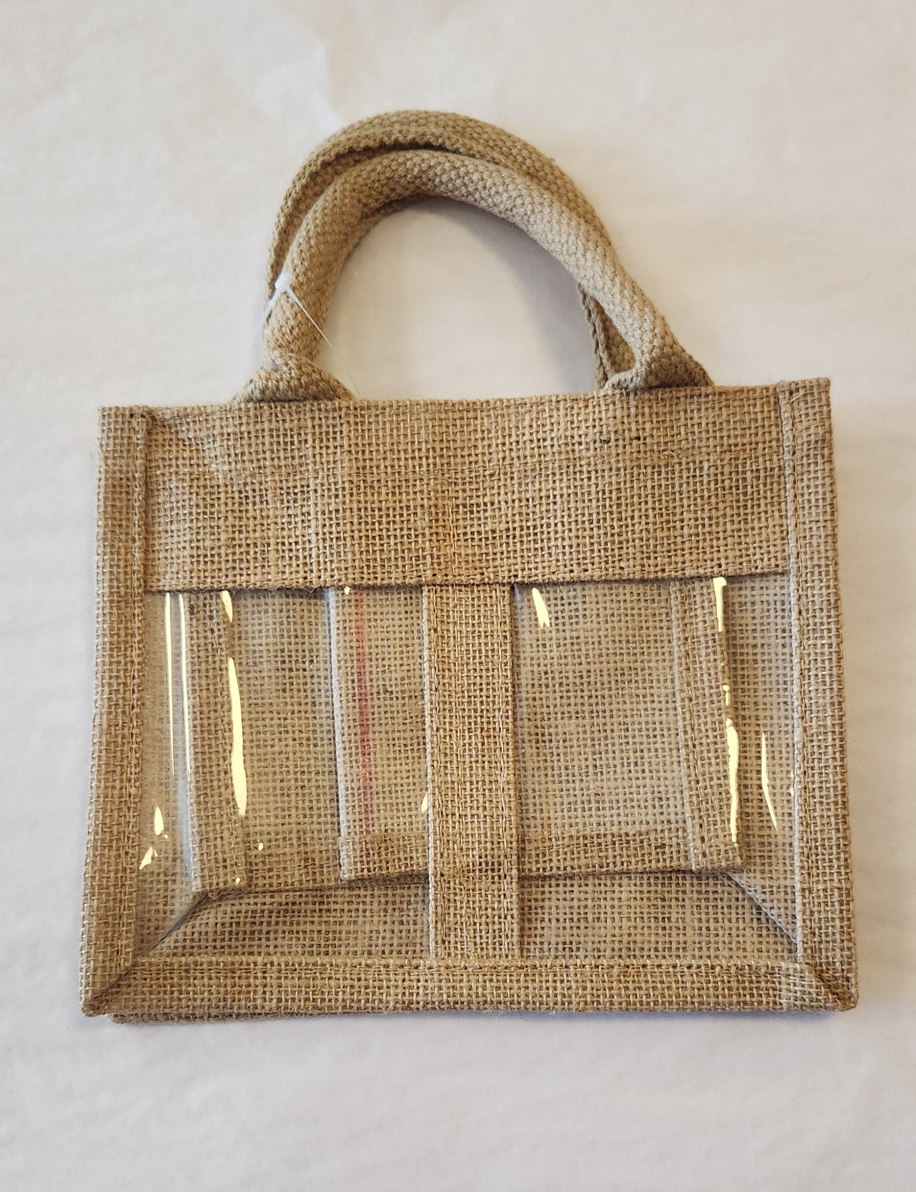 Burlap Tote Bag 7.5"L x 5.9"H x 3.5"W