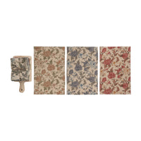 Cotton Chambray Tea Towels & Mango Wood Board, Set of 4
