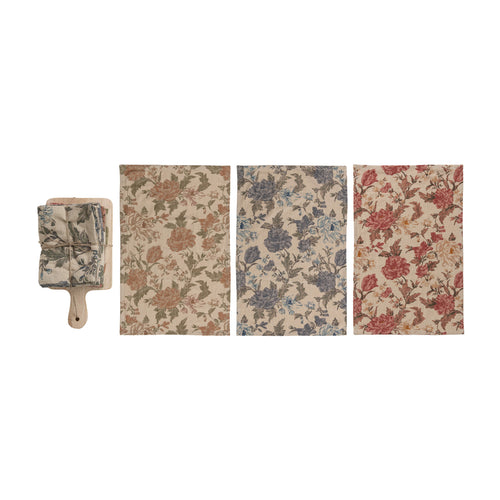 Cotton Chambray Tea Towels & Mango Wood Board, Set of 4