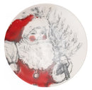 Stoneware Plate with Santa Image, Red, Black & White, 4 Styles