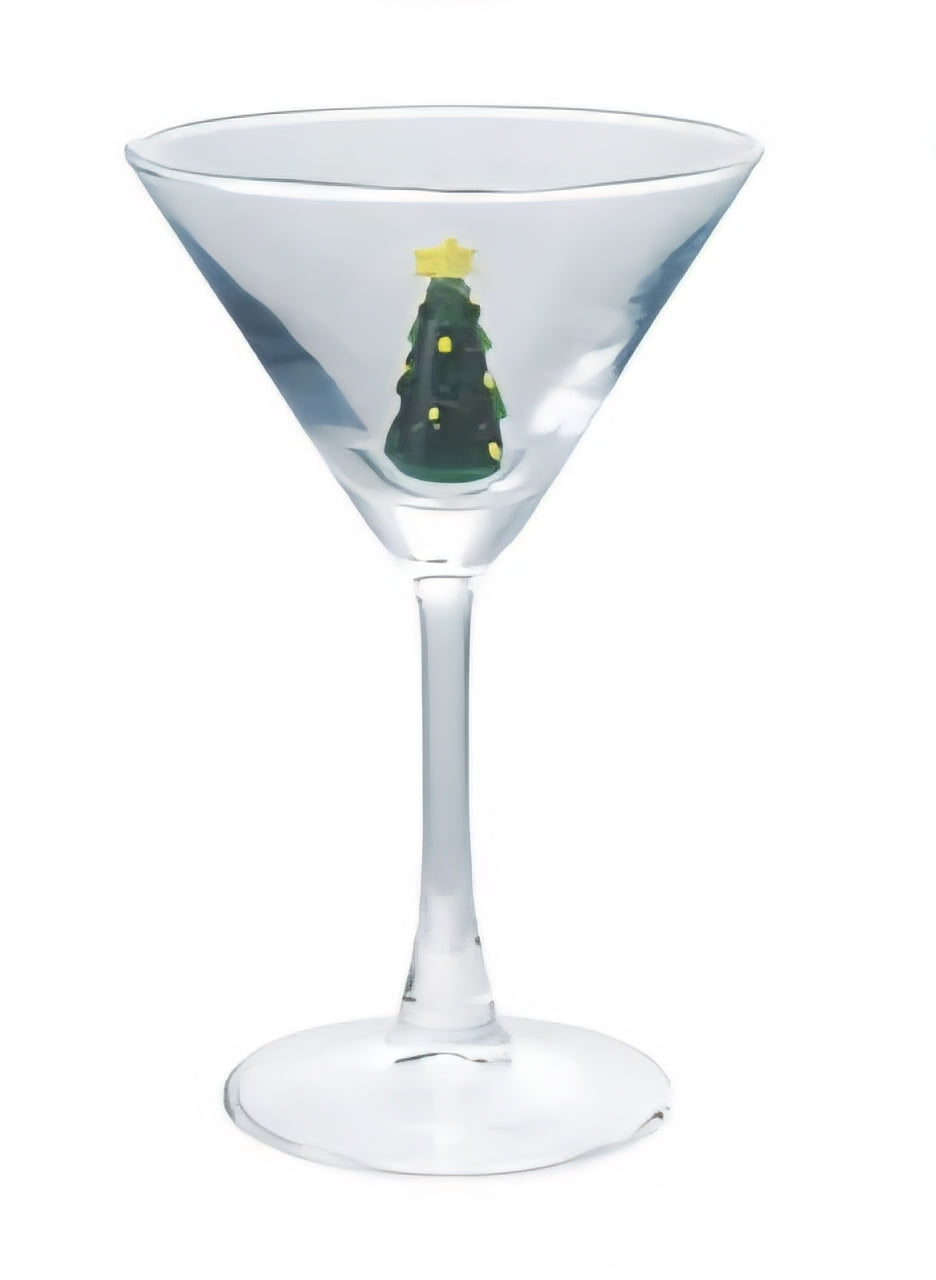 4 oz. Martini Glass with Hand-Blown Holiday Figure, 8 Styles
