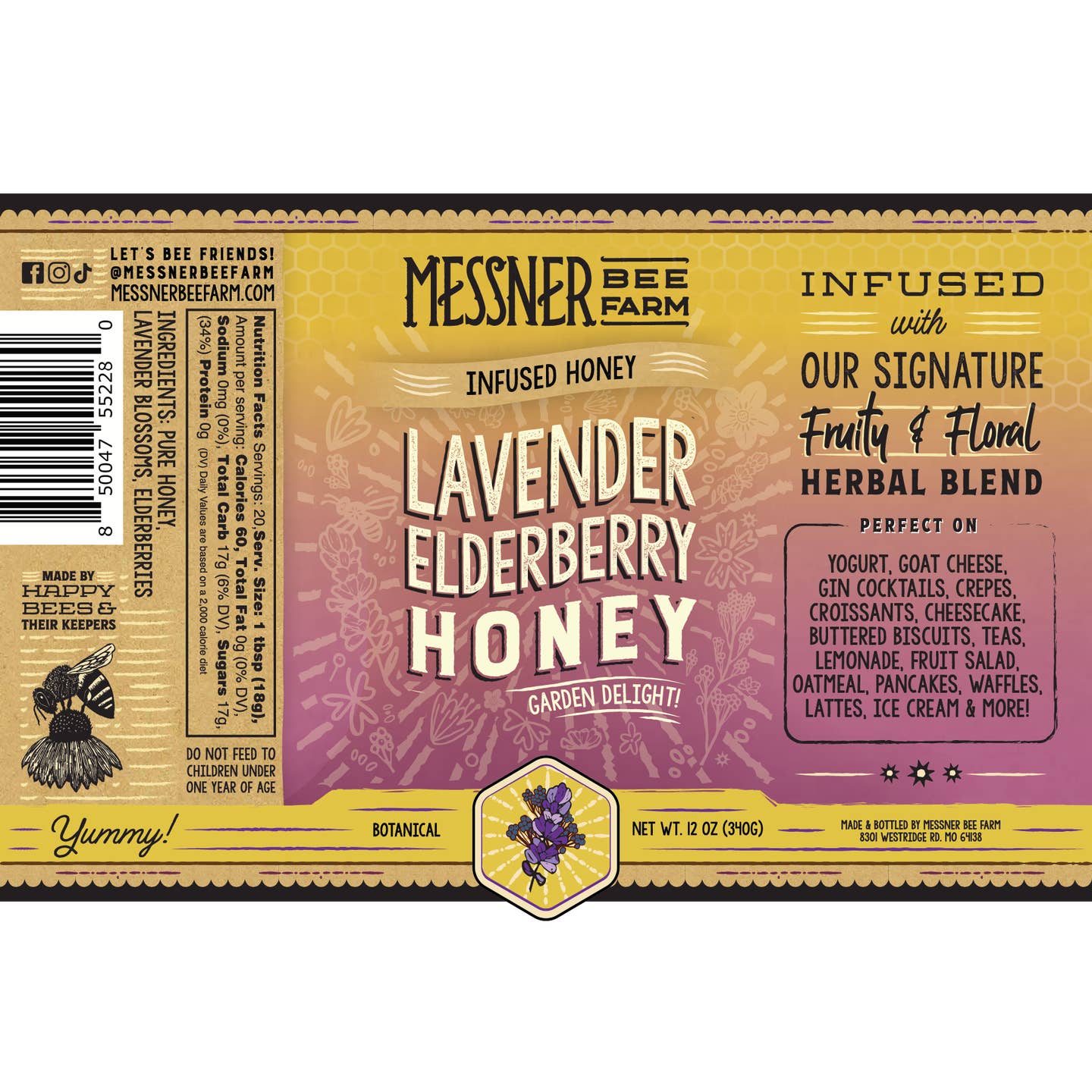 Lavender Elderberry Infused Honey | Messner Bee Farm