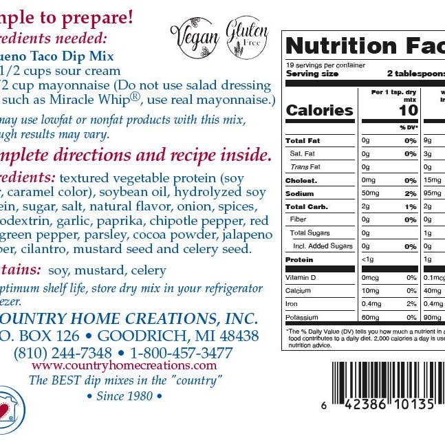 Country Home Creations Bueno Taco Dip Mix