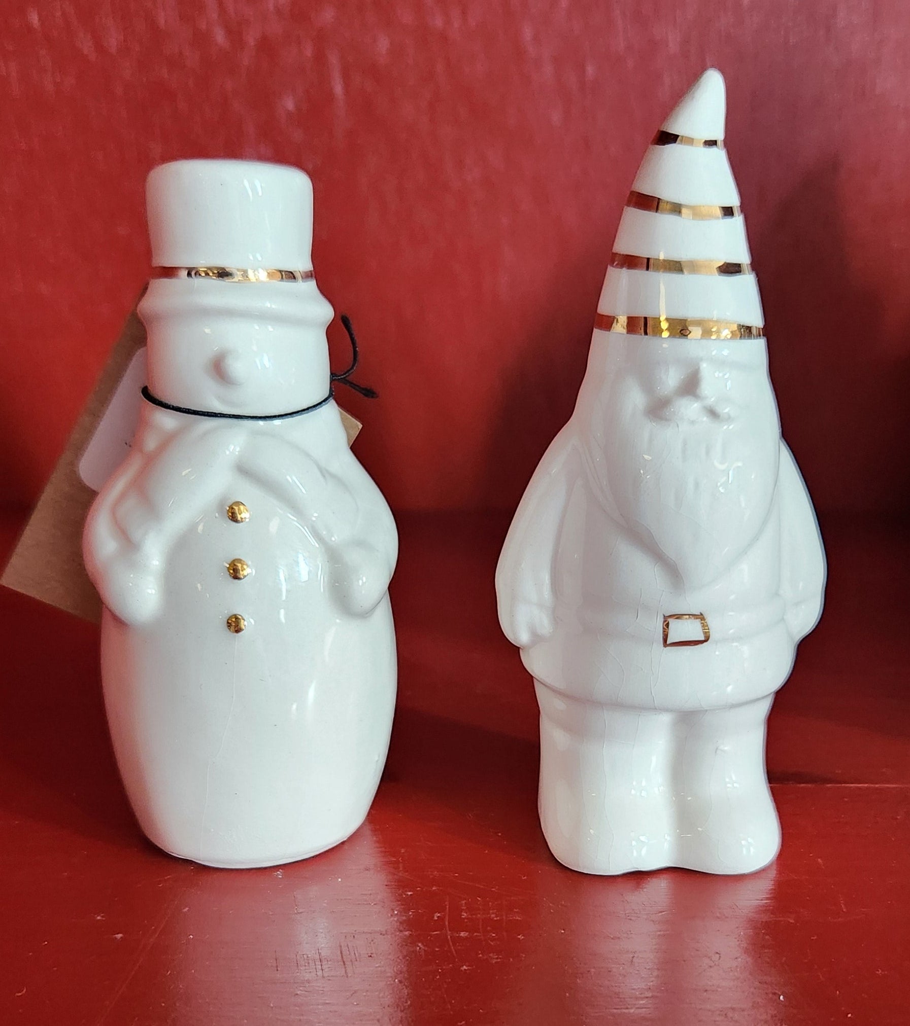 Stoneware Santa & Snowman Salt & Pepper Shaker Set