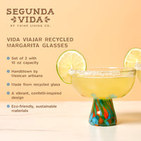 Viajar Wide Stemmed Recycled Margarita Glasses, Set of 2