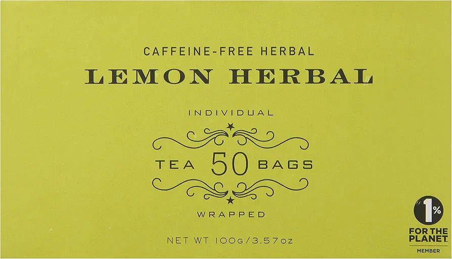 Lemon Herbal Tea, Box of 50 Foil Wrapped Teabags - Caffeine-free