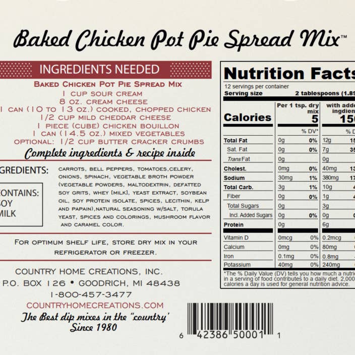 Baked Chicken Pot Pie Spread Mix | Country Home Creations