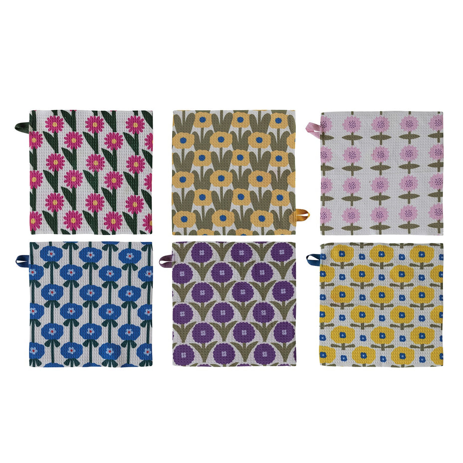 Square Printed Recycled Dish Cloth - Assorted 10 1/2"