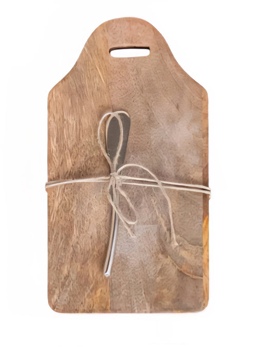 Mango Wood Cheese/Cutting Board w/ Handle & Canape Knife, 4 Styles - Sold Separately