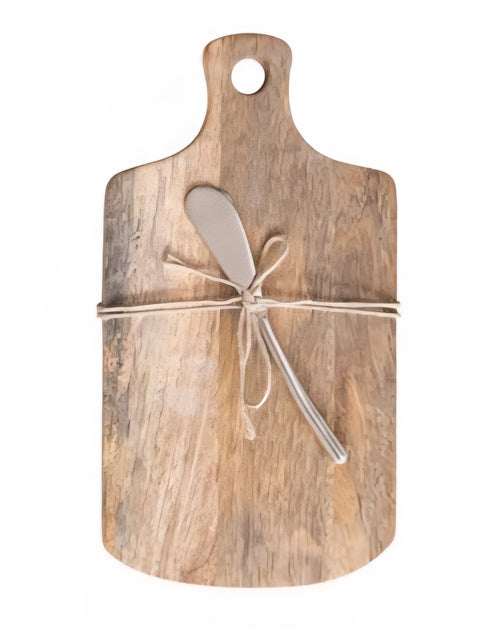 Mango Wood Cheese/Cutting Board w/ Handle & Canape Knife, 4 Styles - Sold Separately