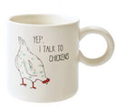 Stoneware Mug with Chicken and Saying, 4 Styles