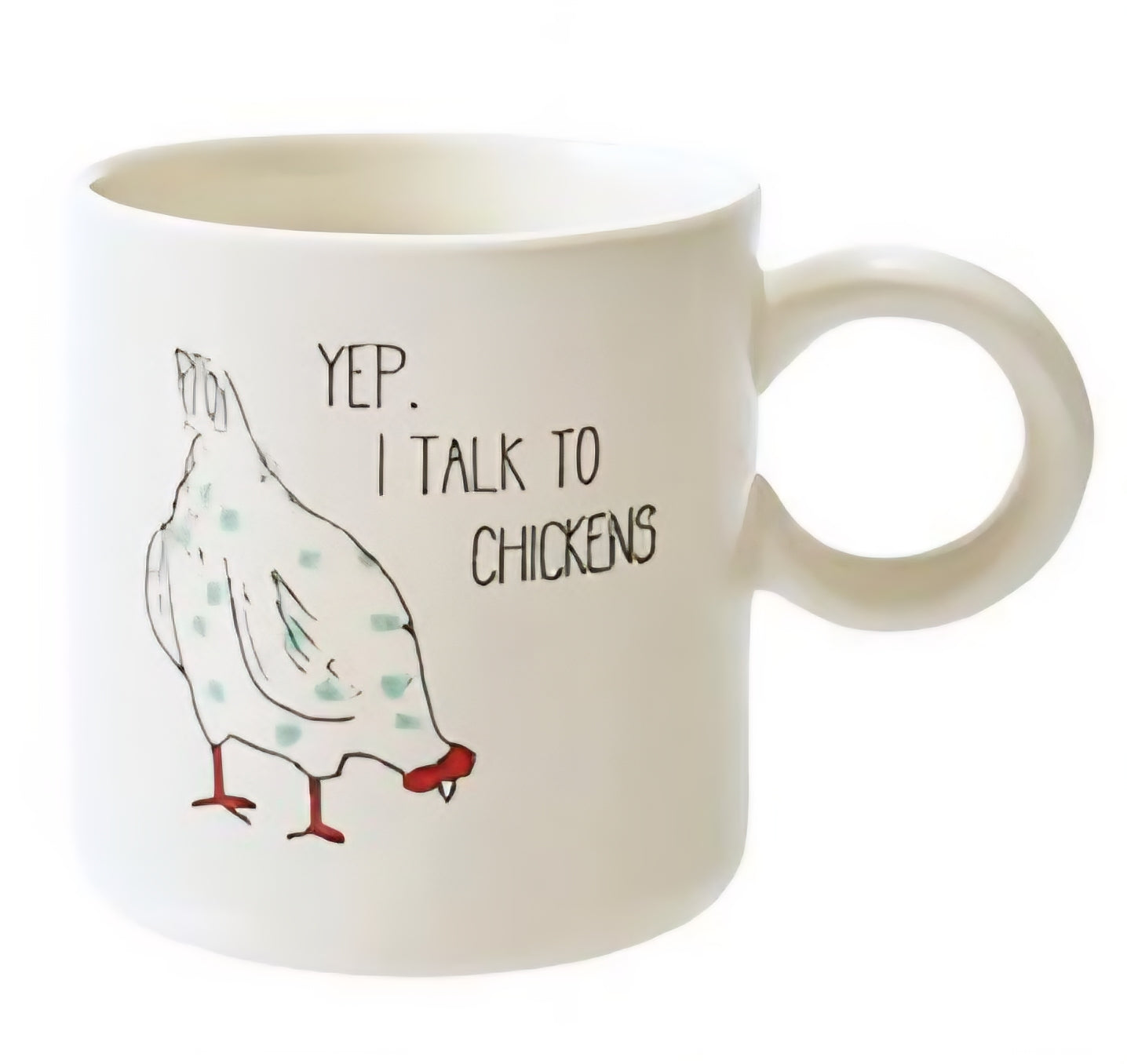 Stoneware Mug with Chicken and Saying, 4 Styles