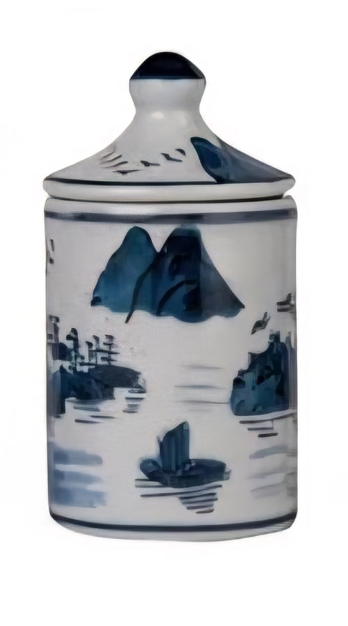 Stoneware Jar with Lid Floral Design