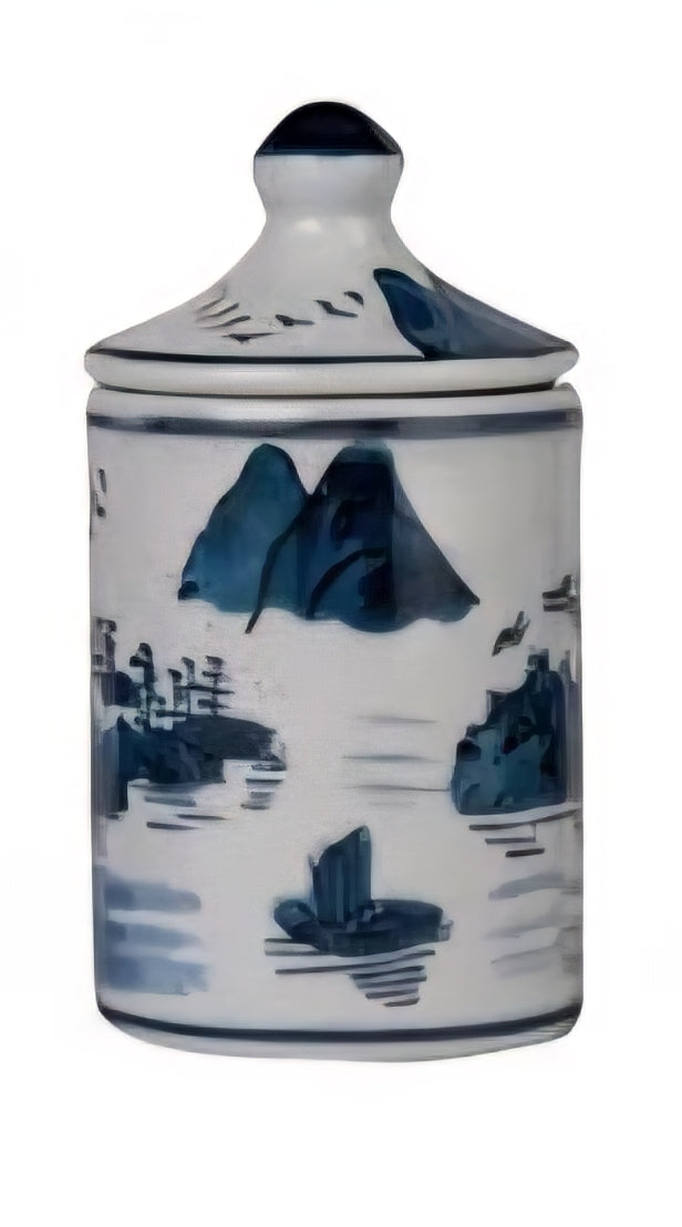 Stoneware Jar with Lid Floral Design