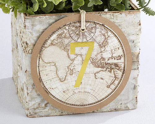 Vintage Inspired Map Design Cardstock Table Numbers