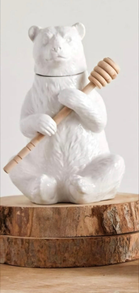 Bear Honey Pot with Honey Dipper - 7-in