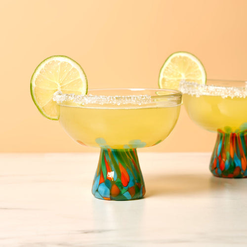Viajar Wide Stemmed Recycled Margarita Glasses, Set of 2