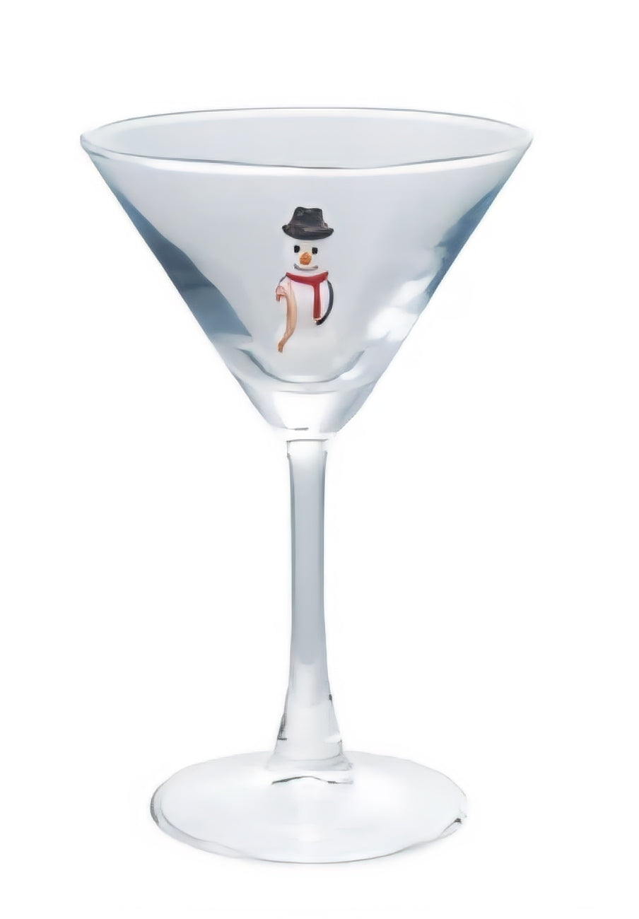 4 oz. Martini Glass with Hand-Blown Holiday Figure, 8 Styles