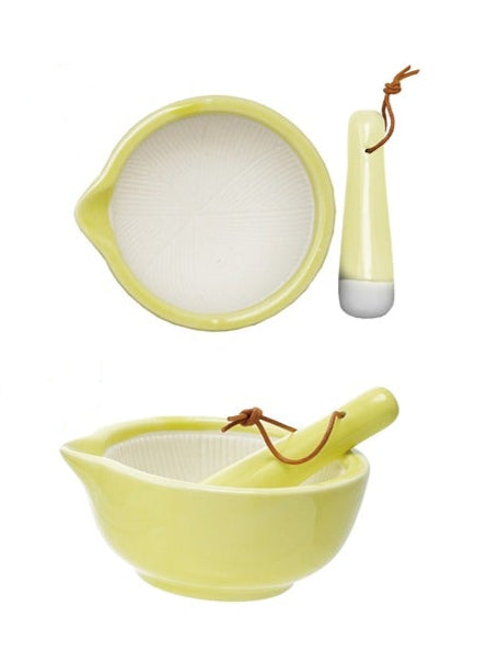 Ceramic Mortar & Pestle, 4 Assorted Colors