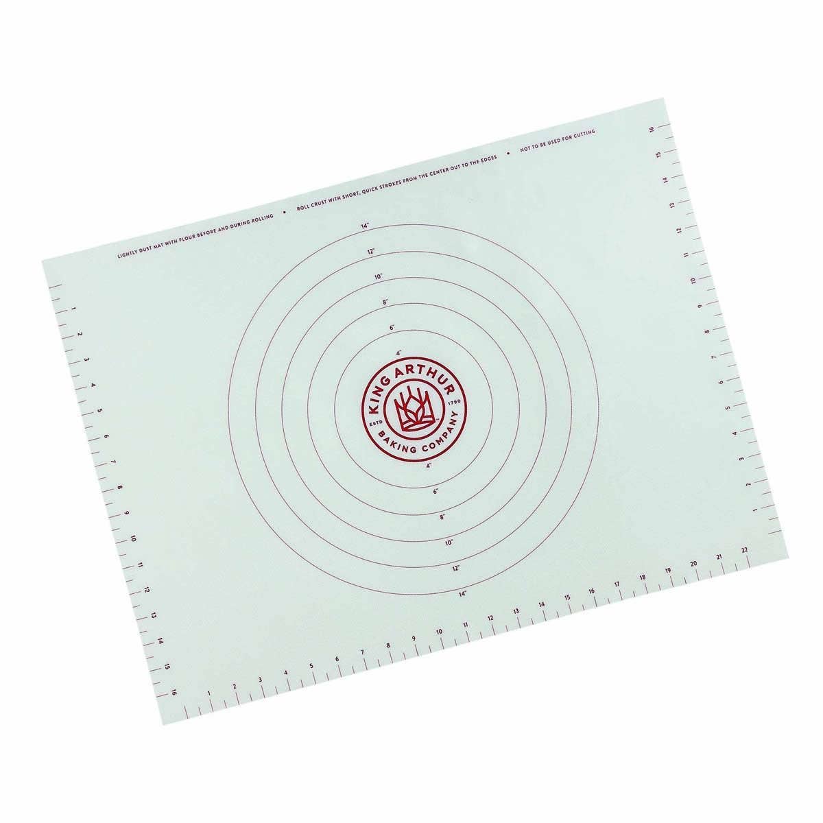 Baking mat with circular measurements and King Arthur Baking Company logo on a white background