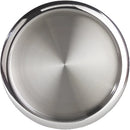 Metallic tray with a reflective surface on a white background