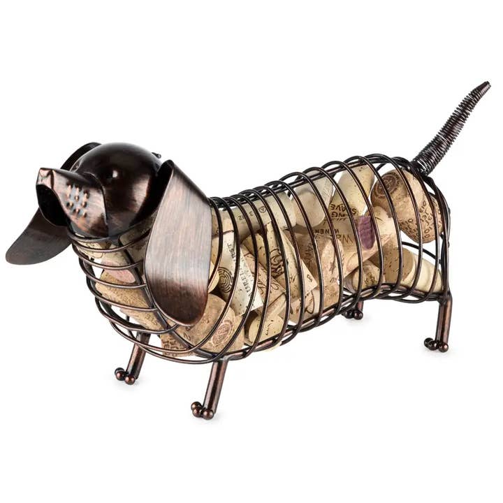 Rustic Bronze Finish Dachshund Cork Holder