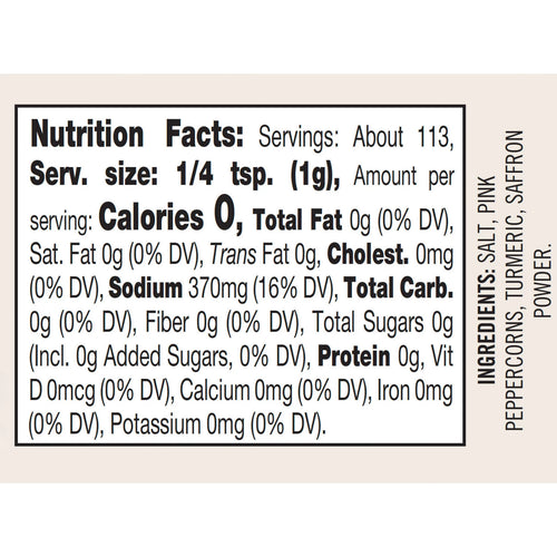 Nutrition facts label for a product with minimal ingredients on a beige background