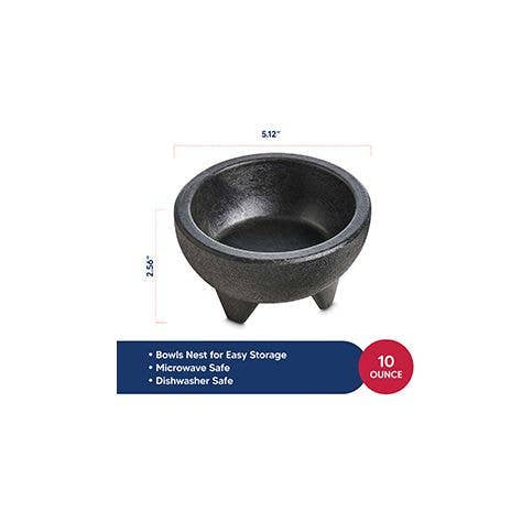 Black bowl with measurements on a white background