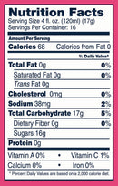 Nutrition facts label for a product with pink border
