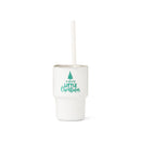 White tumbler with 'a very little Christmas' text and a tree design on a white background