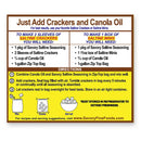 Instructions for making savory saltine crackers using Savory Fine Foods seasoning and crackers.
