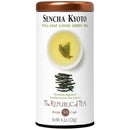 Sencha Kyoto green tea canister with brand logo on a white background