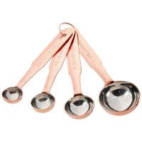 Set of 4 Stainless Steel Measuring Spoons in Copper Finish