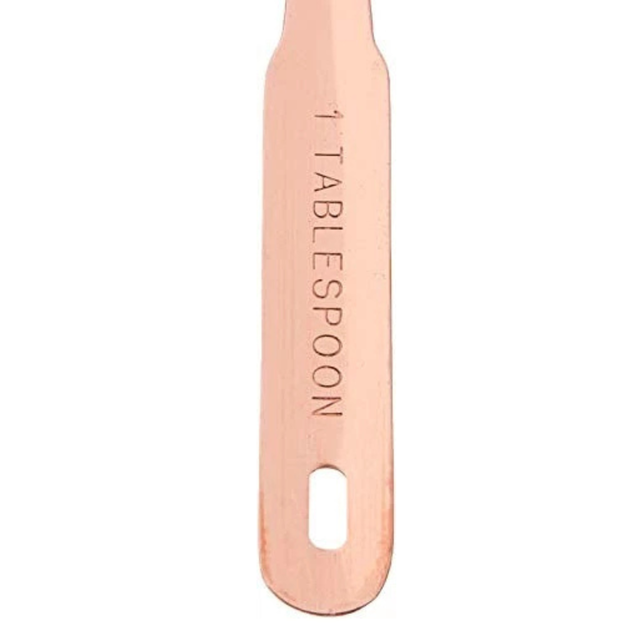A single copper-colored measuring spoon with '1 TABLESPOON' engraved vertically on the handle, shown against a plain white background.