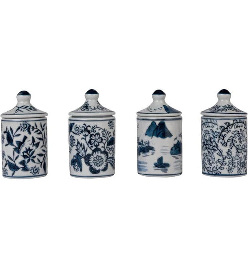 Stoneware Jar with Lid Floral Design