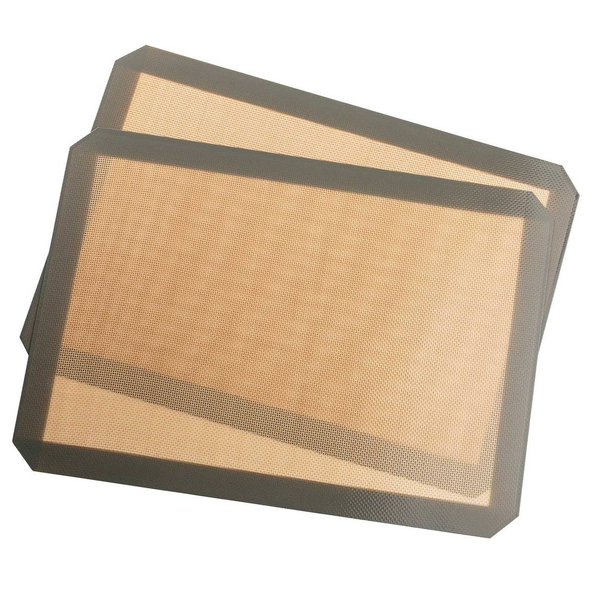 Rectangular silicone baking mats on a white background