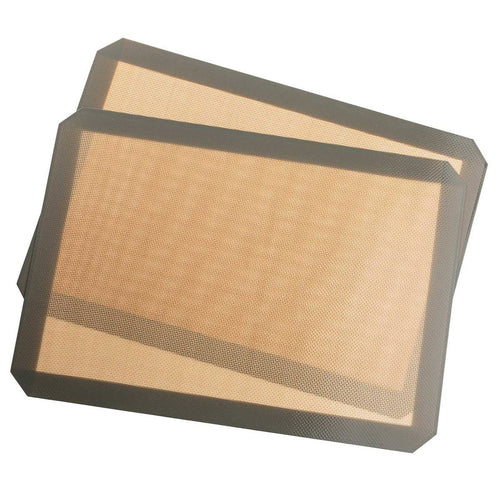 Rectangular silicone baking mats on a white background