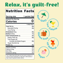 Nutrition facts label with health benefits on a beige background
