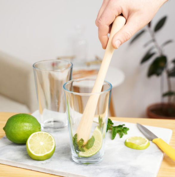 Smash Natural Wood Muddler with Serrated Base