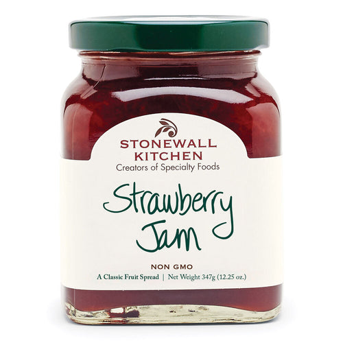 Jar of Stonewall Kitchen Strawberry Jam on a white background