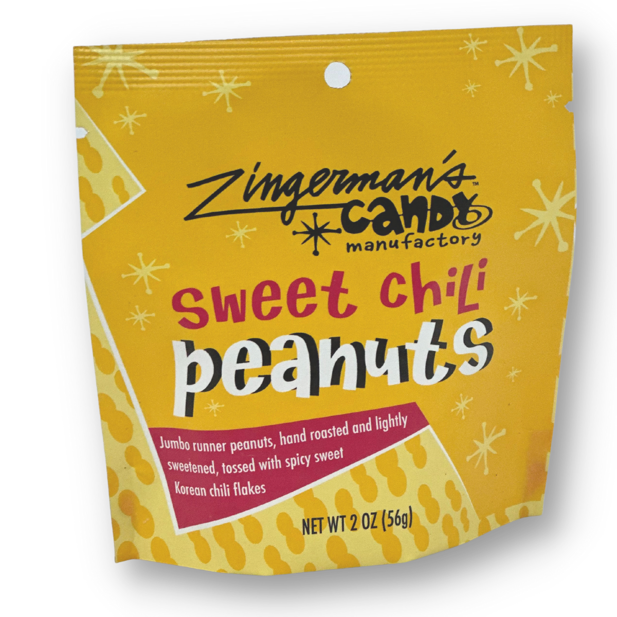 Packaging of Zingerman's Candy sweet chili peanuts on a white background