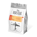 A bag of Roasterie coffee called KC Kingdom Blend with an airplane on a white background.