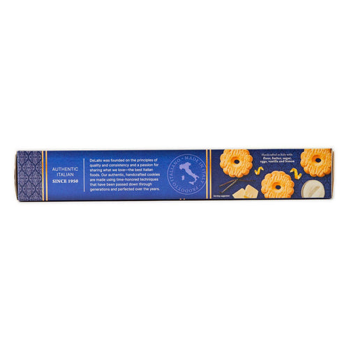 Blue box of butter cookies with brand logo and product images on a white background