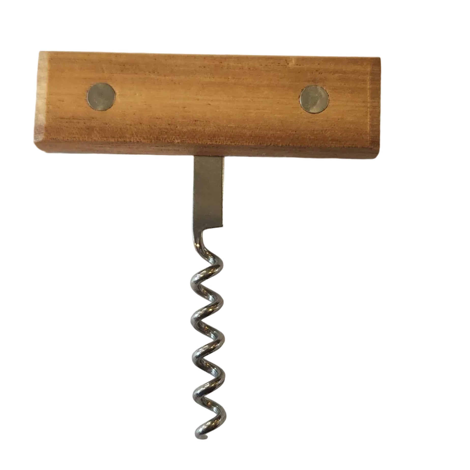 Wooden corkscrew on a white surface